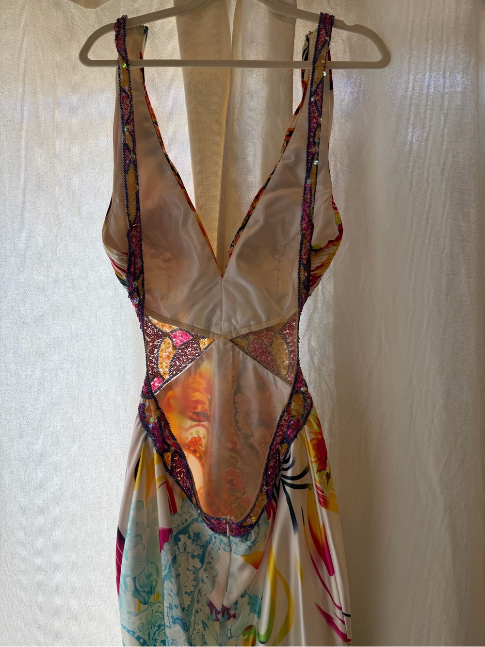 Jasz Couture Multicolor Halter Maxi Dress Embellished Hawaii Prom Womens 8 M/L - Picture 4 of 9